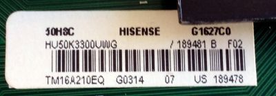 MAIN / HISENSE 189481 / 189478 / RSAG7.820.6591/ROH / HU50K3300UWG / PANEL HD500DU-B53/LD/S0/GM/ROH / MODELO 50H8C - Imagen 2