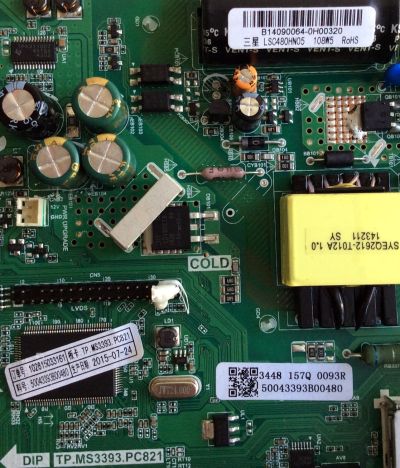 MAIN / FUENTE / (COMBO) HAIER B14090064 / TP.MS3393.PC821 / 50043393B00480 / B14090064-0H00320 / 102815033161 / MODELO 48D3505 - Imagen 2