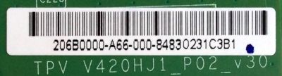 T-CON / VIZIO 206B0000-A66-000 / TPV_V420HJ1_P02_V30 / MODELO E500I-A1 LTMXNTAN / PANEL TPT500J1-LE1 REV:C1A	 - Imagen 2