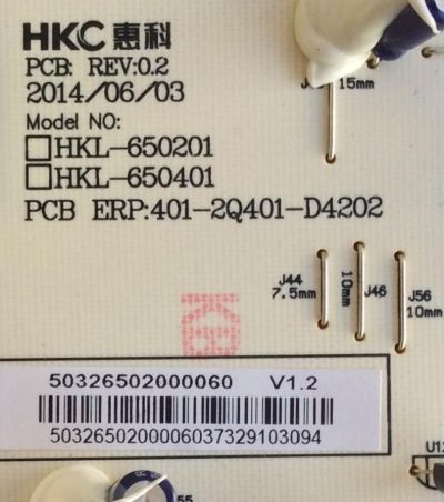 FUENTE DE PODER  HITACHI 50326502000060 V1.2 / 50326502000060 / 401-2Q401-D4202 / HKL-650201 / HKL-650401 / CQC13134100687 / MODELOS 65K3 / LE65K6R9 / SLED6516 - Imagen 2