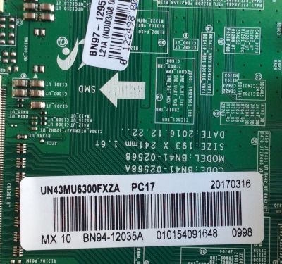 MAIN / SAMSUNG BN94-12035A / BN97-12959A / BN41-02568A / MODELO UN43MU6300FXZA / PANEL CY-GK043HGEV2H JW11	 - Imagen 2