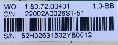 MAIN / ELEMENT 52H0263 / CV3393AL-B / 52H02631502YB0012 / MODELO ELEFW195 - Imagen 3