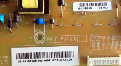 FUENTE DE PODER / TOSHIBA 75037555 / PK101W0480I / UB-3111-1C / SUSTITUTA 75037554 / MODELO 50L1400U / 50L3400U / PANEL V500HJ1-ME1 Rev.C2	 - Imagen 2