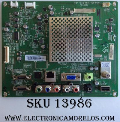 MAIN PARA TV VIZIO / NUMERO DE PARTE XFCB02K068 / 715G7582-M1A-001-004K / 756TXFCB02K068 / 756TXFCB02K0680 / PANEL TPT275B5-A018.L REV:S1C / MODELO D28H-D1 LTT3UOBS