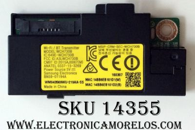 MODULO DE WI-FI PARA TV / SAMSUNG BN59-01194A / WCH730B / WM943569WU-219AA-AA / SUSTITUTAS BN59-01194D / BN59-01194E / BN59-01194F / BN59-01194G / BN59-01194J / BN59-01194K / MODELO UN40LS001AFXZA FA01 / UN55JS8500FXZA TH01 / PANEL CY-GJ075HGLVBH	
