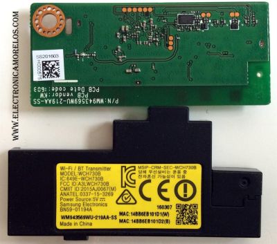 MODULO DE WI-FI PARA TV / SAMSUNG BN59-01194A / WCH730B / WM943569WU-219AA-AA / SUSTITUTAS BN59-01194D / BN59-01194E / BN59-01194F / BN59-01194G / BN59-01194J / BN59-01194K / MODELO UN40LS001AFXZA FA01 / UN55JS8500FXZA TH01 / PANEL CY-GJ075HGLVBH	 - Imagen 3