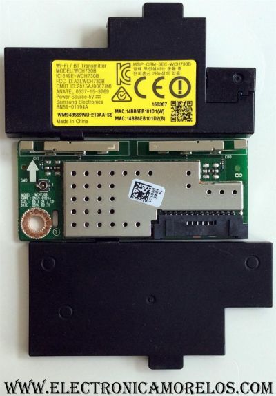 MODULO DE WI-FI PARA TV / SAMSUNG BN59-01194A / WCH730B / WM943569WU-219AA-AA / SUSTITUTAS BN59-01194D / BN59-01194E / BN59-01194F / BN59-01194G / BN59-01194J / BN59-01194K / MODELO UN40LS001AFXZA FA01 / UN55JS8500FXZA TH01 / PANEL CY-GJ075HGLVBH	 - Imagen 2