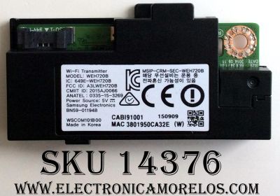 MODULO DE WI-FI / SAMSUNG BN59-01194B / WEH720B / MODELO UN65JS850DFXZA TH01	