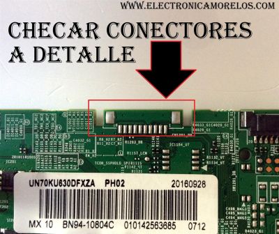 MAIN PARA TV SAMSUNG / NUMERO DE PARTE BN94-10804C / BN41-02528A / BN97-10654A / BN9410804C / PANEL CY-GK070HGSV1H / MODELO UN70KU630 / UN70KU630DFZA EA01 - Imagen 2