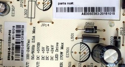 FUENTE DE PODER / RCA AE0050363 / ER993-B / REV:1.0 / ER993-B-115350-P08 / MODELO RLDED5098	 - Imagen 2