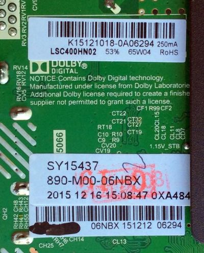 MAIN / FUENTE / (COMBO) / ELEMENT SY15437 / TP.MS3393.PB801 / 890-M00-06NBX / K15121018 / PANEL LSC400HN02 / MODELO ELEFW408 P5G5M	 - Imagen 2