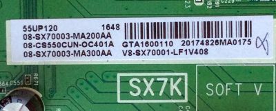 MAIN PARA TV TCL 08-CS550CUN-OC401A  / 40-SX7KNA-MAG4HG / GTA1600110 / 08-SX70003-MA200AA / V8-SX70001-LF1V408 / 08-SX70003-MA300AA / MODELO 55UP120 / 55US5800 / 55US57 / 55UP120 - Imagen 2