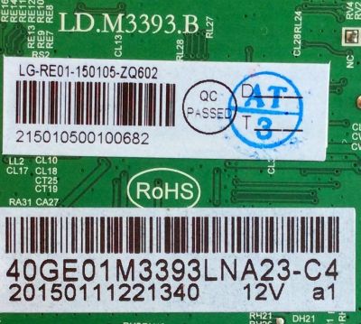 MAIN / RCA 40-GE01M3393LNA23-C4  / LD.M3393.B / E123995 /  0105-ZQ602 / MODELO LED40G45RQD - Imagen 2