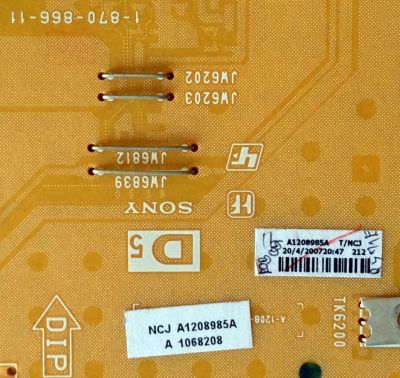 TARJETA D5 PARA TV SONY / NUMERO DE PARTE A-1208-985-A / 1-870-866-11 / A1208985A / PANEL LTZ520HT-LH2 / MODELOS KDL-52XBR2 / KDL-52XBR3 - Imagen 2