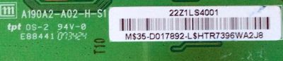MAIN / WESTINGHOUSE 35-D017892 / A190A2-A02-H-S1 / MODELO L1916HW / PANEL A190Z1	H - Imagen 2