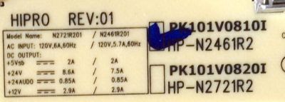 KIT 10 PIEZAS / FUENTE DE PODER ((NUEVA)) / TOSHIBA 75016980 / PK101V0810I / HP-N2461R2 / PARTE SUSTITUTA 75013355 / MODELO 40RV52U / 10 KITS / TOTAL 100 PIEZAS - Imagen 2