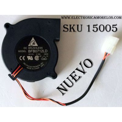 VENTILADOR PARA TV DLP / TOSHIBA 23587526 / BFB0712LD-SE00 / BFB0712LD / MODELOS 46HM15 / 46HM95 / 52HMX95 / 52HMX85 / 52HM85 / 52HM95 / 56HM195 / 62HM95 / 62HMX95 / 62HM195 / 62HM15A