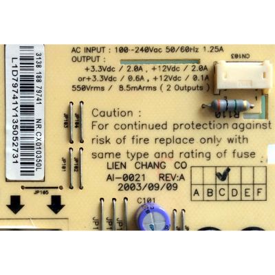 FUENTE DE PODER BACKLIGHT / HP 313818879741  /  AI-0021 / REV: A  / MODELO 1502 - Imagen 2