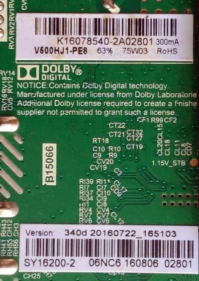 MAIN / ELEMENT K16078540 / TP.MS3393.PB801 / SY16200-2 / PANEL V500HJ1-PE8 / MODELO ELEFW5016 - Imagen 2
