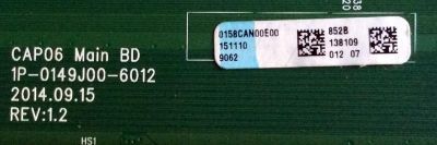 MAIN / VIZIO Y8386852S / 0158CAN00E00 852B / 0158CAN00E00 / 1P-0149J00-6012 / PANEL V580DJ2-QS5 Rev.M1 / MODELO D58U-D3 LFTITSAR	 - Imagen 2