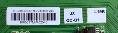 FUENTE / MAIN / LG 1605017M / 1605017M-M02543 /   1605017LA1245 / 5823-A6M68A-0P00 / CTI-600 /  MP: 03.00.04 (43)  / 43E3100 / 43´´ - Imagen 2