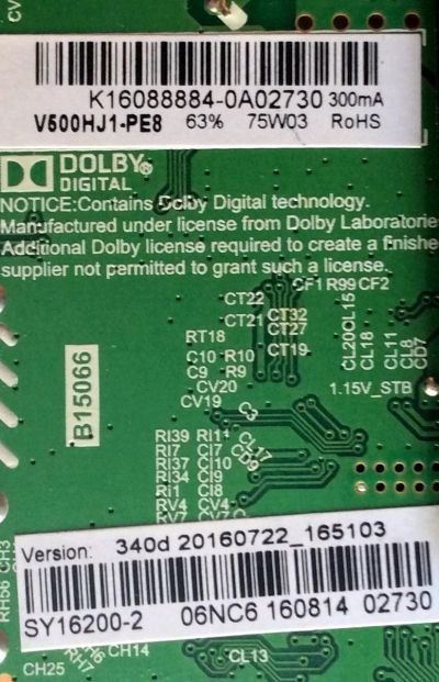 MAIN FUENTE (COMBO) PARA TV ELEMENT / NUMERO DE PARTE K16088884 / TP.MS3393.PB801 / SY16200-2 / 340d 20160722_165103 / 06NC6  160814   02730 / PANEL V500HJ1-PE8 / MODELO ELEFW5016 LE-50GDXB-B3 - Imagen 3