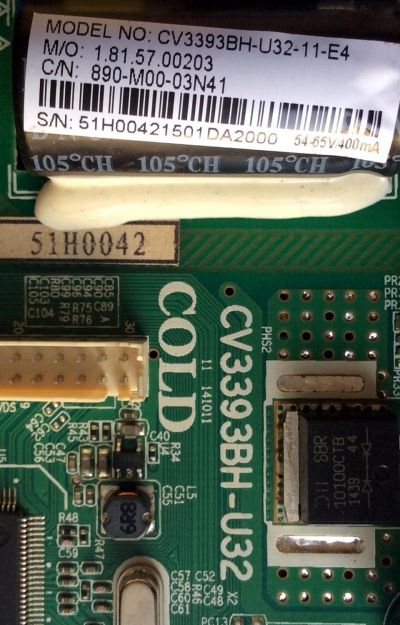 MAIN / FUENTE / (COMBO) / ELEMENT 51H0042 / CV3393BH-U32 / CV3393BH-U32-11-E4 / 1.81.57.00203 / 890-M00-03N41 / SY15058 / LS320PUWTH-WUXA / MODELO ELEFW328 - Imagen 4