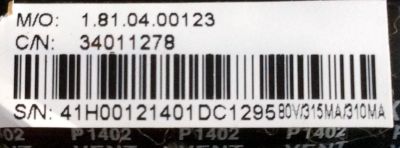 MAIN / FUENTE / (COMBO) / ELEMENT 41H0012 / CV3393BH-A32 / 34011278 / MODELO ELEFW328 / PANEL LSC320AN02 - Imagen 4