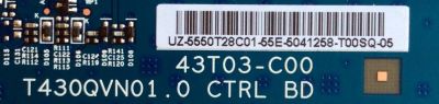 T-CON / BUSH 55.50T28.C01 / 5550T28C01 / T430QVN01.0 / 43T03-C00 / MODELO LE-50GY15-M1 - Imagen 2