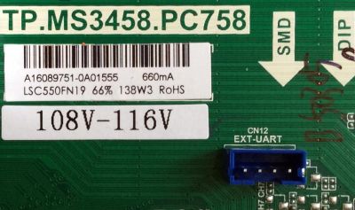 MAIN / FUENTE / (COMBO) SCEPTRE A16089751 / TP.MS3458.PC758 / 2605325A0 / MODELO U55 / PANEL LSC550FN19	 - Imagen 2