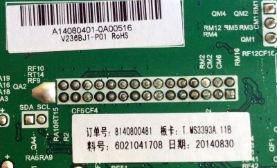 MAIN / HITACHI A14080401 / T.MS3393A.11 / 6021041708 / 8140800481 / MS3393A. 11B / 20140830 / PANELV236BJ1-P01 / MODELO LE24K381E HL4J00  - Imagen 3