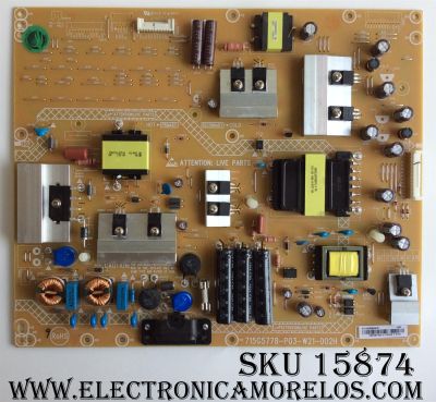 FUENTE DE PODER / PLTVDY838XAD7 / 715G5778-P03-W21-002H / MODELO LE50D7840 / PANEL TPT500J1-HVD02 REV:S06SD