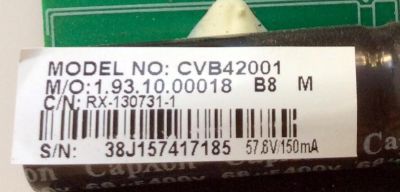 FUENTE DE  PODER ORIGINAL PARA TV ELEMENT / NUMERO DE PARTE 38J1574 / CVB42001 / CVB42001-2 / RX-130731-1 / 1.93.10.00018 / F50CV3393BHCPW12 /  PANEL D400D3-GG51-C0X / MODELO ELEFT406 - Imagen 2