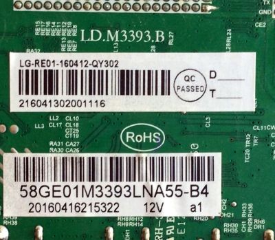MAIN / RCA 58GE01M3393LNA55-B4 / LD.M3393.B / LG-RE01-160412-QY302 / MODELO LED58G45RQ / PANEL V-580HJ1-PE6-12V  - Imagen 2