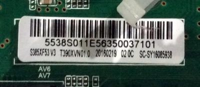 MAIN FUENTE (COMBO) PARA TV INSIGNIA / NUMERO DE PARTE 5538S011E56 / TP.MS3393.PB793 / 20160219 / SC-SY16085938 / T390XVN01.0 / B16085938 / PANEL T390XVN01.0 / DISPLAY S385XF53 V3 / MODELO NS-39D310NA17 - Imagen 4