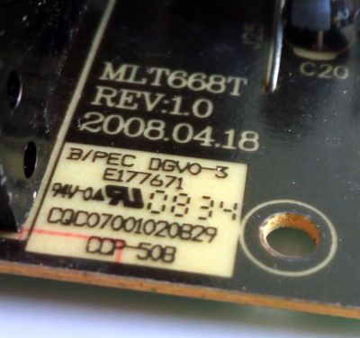 FUENTE DE PODER / PROSCAN MLT668T / E177671 / REV:1.0 / E46MK1000 / MODELO 26LB30QD / LD3249 - Imagen 2