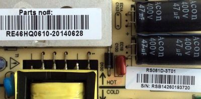 FUENTE DE PODER / RCA RE46HQ0610 / RS061D-3T01 / 3BS00093 / 3BS0009302GP / REV:2 / MODELO SLD32A30RQ 4417-SL32A30-B1 - Imagen 3