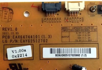 FUENTE DE PODER / LG EAY62512702 / EAX64744101(1.3) / PLDF-L101B / 3PAGC10088A-R / PANEL LC470EUH (PE)(F1) / MODELOS 47LM6700-UA AUSZLHR / AUSWLUR / 47LM7600-UA AUSZLUR / 47LM7600-UA AUSZLHR / AUSWLHR / AUSWLJR / AUSWLUR / 47LM8600-UC AUSZLMR / AUSZLJR - Imagen 2