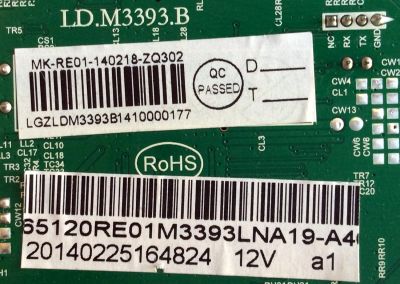 MAIN / RCA 65120RE01M3393LNA19-A4 / LD.M3393.B / MK-RE01-140218-ZQ302 / 3393B1410000 / PANEL V645H1-PE1-12V / MODELO LED65G55R120Q 3527-LE65G55-A4 - Imagen 2
