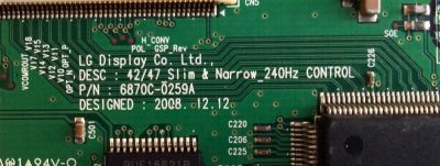 T-CON / TOSHIBA 6871L-1615A / 6870C-0259A / PANEL LC470WUD (SB)(M2) / MODELO 47ZV650U - Imagen 2