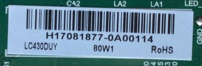 MAIN / FUENTE / (COMBO) / TOSHIBA H17081877 / TP.MS3553.PC706 / LC430DUY / MODELO 43L420U / PANEL K430WDRC	 - Imagen 2