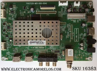 MAIN / INSIGNIA XECB0TK011 / 715G7228-M01-000-004K / 756TXECB0TK0110 / (X)XECB0TK011030X / BPFETGKX1 / PANEL TPT315B5-HVN05.A REV:S6000A / MODELO NS-32DR420NA16 / NS-32DR420NA16 REV.A / ESTOS NUMEROS DE PARTE PUEDEN SER COMPATIBLES XECB0TK011 / XECB0TK008