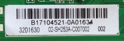MAIN / FUENTE (COMBO) / TOSHIBA B17104521 / TP.MS3553.PB789 / 3MS553LC5NA.02 / 02-SH253A-C007002 / PANEL LVW320CSDX E26 V7  / MODELO 32L310U18  - Imagen 2