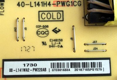 FUENTE PARA TV TCL / NUMERO DE PARTE 08-L141WA2-PW220AB / 40-L141H4-PWG1CG / PANEL LVU485ND1L / LVU490ND1L /  LVU550ND1L / MODELOS 49S405TAAA / 49S405TABA / 49S403TBAA / 49S403TCBA / 55S403 / 55S405TBCA / 55S405TKAA / 55S405TBBA / 55S401LDAA / 55S403TFAA - Imagen 3