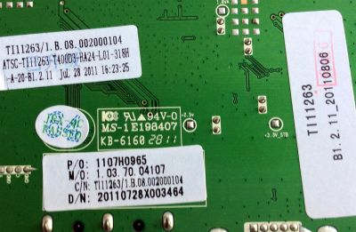 MAIN / WESTINGHOUSE 1107H0965 H / CV318H-A / 1107H0965 / TI11263 / PANEL T400D3-HA24-L01 VER.C1 / MODELOS LD-4070Z TW-63601-S040G / LD-4080 TW-63401-T040A - Imagen 2