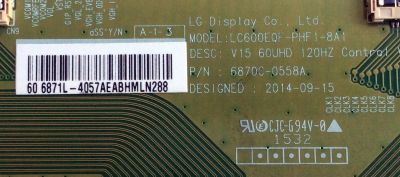 T-CON / PANASONIC 4057A / 6871L-4057A / 6870C-0558A / PANEL L5EDDYY00720 / MODELO TC-60CX650U - Imagen 2