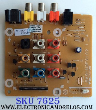 TARJETA DE AUDIO &amp; VIDEO  / PHILIPS A9175MJC / BA91N2F0102 1_A / A9175-MJC / PANEL UH22MXA / MODELO 22PFL3504D/F7