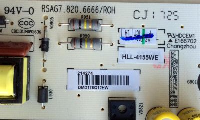 FUENTE DE PODER / HISENSE 214274 / RSAG7.820.6666/ROH / HLL-4155WE / CQC13134095636 PANEL HD500K3U54\S0\GM\ROH / MODELOS 50H6D / 50DU6070 - Imagen 2