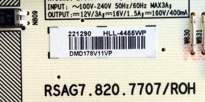 FUENTE DE PODER / HISENSE 221290 / RSAG7.820.7707/ROH / HLL-4455WP / CQC13134095636 / PANEL HD600N3U22\S1\GM\ROH 220696 / MODELOS 60DU6070 / LC-60P6070U / 60DU6070 / 60H6E - Imagen 3