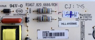 FUENTE DE PODER / HISENSE 224810 / RSAG7.820.6666/ROH / HLL-4155WE / CQC13134095636 / PANEL HD500K3U54\S8\GM\CKD\ROH / MODELOS 50H6D / FM50H6D - Imagen 2